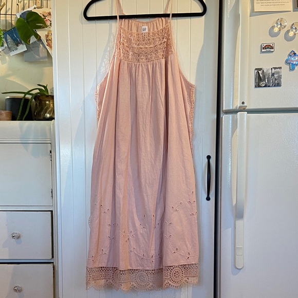 GAP Dresses & Skirts - GAP linen blend broderie anglaise high neck sundress XL TALL